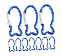 UPKOCH 10Pcs Fish Shaped Camping Carabiners Clip Lightweight Spring Snap Hooks for Outdoor Mountaineering Backpack Tent and Survival Gear Durable Blue Clips for Hiking and Climbing