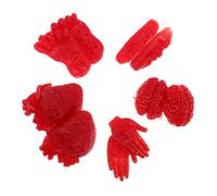 UPKOCH 10pcs Halloween Prank Props Realistic Fake Organs with Red Tpr Soft Rubber Hearts Brains Severed Hands Feet for Scary Festival Decoration and Party Accessories