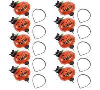 UPKOCH 10pcs Halloween Pumpkin Headband Set with Black Cat and Ghost Spring Balloon Boppers, Halloween Hairbands for Adults and, Party Costume Headwear for Carnival and Cosplay