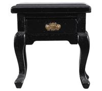 UPKOCH 12 Scale Miniature Wooden Dollhouse End Table with Removable Drawer, Black Tiny Dollhouse Bedside Cabinet for Living Room and Bedroom Accessories