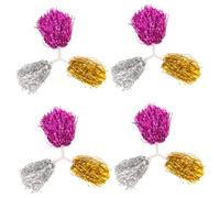 UPKOCH 12Pcs Compact Metallic Cheerleading Pom Poms with Smooth Handle for Sports Events Party Props School Cheer Squad Bright Gold Silver Colors