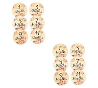 UPKOCH 12pcs Double-Sided Wooden Cards for Newborn Growth Photography Cute Floral Design Shower Prop Capture Monthly