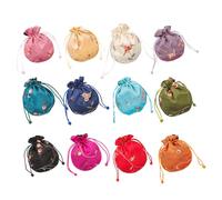 UPKOCH 12pcs Fruit Tips Bag Chinese Style Jewelry Bags Vintage Embroidery Drawstring Brocade for Easter Festival Small Jewellery Pouches