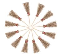 UPKOCH 12pcs Large Mini Straw Brooms with Red Rope Hanging Decorations Witch Broomstick for Halloween Party Costume Accessories and Vivid Halloween Witch Broom Props