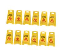 UPKOCH 12pcs Miniature Wet Floor Warning Signs Lightweight Portable Adjustable Dollhouse Caution Signs Realistic Slippery Floor Safety for Role Play Educational Creative Play Model