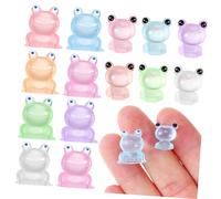UPKOCH 16 Pcs Mini Resin Frog Figurines Luminous Small Frogs Glow in Dark Cute Desktop and Dollhouse Decor Bulk Animal Ornaments for Bookshelf and Tabletop Display
