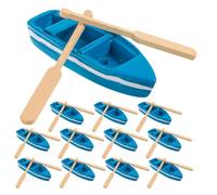 UPKOCH 16 Set Boat Model with Paddles Miniature Rowboat Wooden Canoe Tiny Sailboat Nautical Tabletop Decoration Beach Scene Ornaments