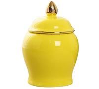 UPKOCH 1pc Ceramic Tea Canister Airtight -Functional Storage Jar for Tea Sugar Compact Vintage Design Yellow for Kitchen Home Decor