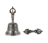 UPKOCH 1set Buddhist Meditation Bell Vajra Bell and Pestle Handcrafted Buddha Hand Silver Large