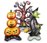 UPKOCH 1Set Inflatable Halloween Decorations Vibrant Pumpkin Stack Witch Props Easy to Inflate Sturdy Foil Material for Halloween Parties Celebrations