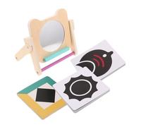 UPKOCH 1set Montessori Toy Kit for Toddlers Wooden Mirror and Cognition Cards for Early Learning Engaging Educational Toy for Months Promoting Self-discovery and Fine Motor Skills