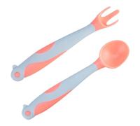 UPKOCH 1set Silicone Cutlery Ergonomic Fork and Spoon for Portable and Safe Dining Utensils Food-Grade Silicone Comfortable Grip for Learning to Eat