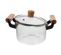 UPKOCH 2.5L Transparent Glass Cooking Pot Heat Resistant Soup Pot with Dual Handles for Home Cooking and Boiling