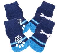 UPKOCH 2 Pairs Breathable Dog Socks for Small Dogs Wear Resistant Pet Paw Protectors with Non Slip Cotton Sole Portable Puppy Socks for Indoor Outdoor Use S Blue Bone Pattern
