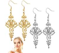 UPKOCH 2 Pairs Dainty Lotus Flower Drop Earrings for Women Teens Stainless Steel Floral Dangling Jewelry in Gold and Silver Elegant Lightweight Accessories for Everyday Wear