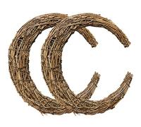 UPKOCH 2 Pcs 25cm Natural Rattan Grapevine Wreaths - Moon Shaped Vine Branch Wreaths for DIY Crafts, Xmas, Wedding, Party Decor -woven Hoop Rings