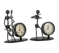 UPKOCH 2 Pcs Iron Clock Shape Ornament Set, Creative Metal Desk Decor with Fine Craftsmanship, Lightweight and Portable Music Band Display for Office Or Tv Cabinet