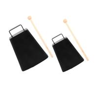 UPKOCH 2 Sets Cow Bells with Jingle Stick Percussion Instruments for Music Sporting Events Weddings Lightweight Design for Black Finish