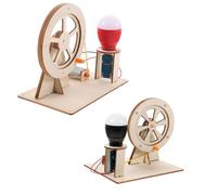 UPKOCH 2 Sets DIY Hand Crank Generator Kit Wooden Science Experiment for Educational Electricity Generator Crank for Learning and Emergency Power Random Color