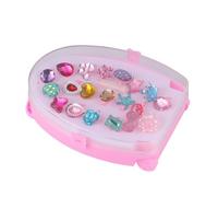 UPKOCH 20pcs Resin Rings Set with Bright Colorful Glitter, Small Adjustable Rings, Includes Draw-bar Storage Box for Dress-up and Pretend Play Random Style