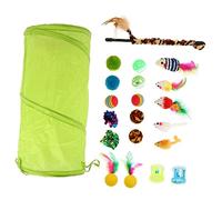 UPKOCH 21pcs Interactive Cat Teaser Wand Kit with Bells and Stretchable Stick Fun Indoor Kitten for Engaging Play and Natural Instinct Exercise Random Color