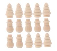 UPKOCH 24pcs Painted Ornaments Decor Mini Xmas Peg Dolls Mini Peg Dolls for Christmas Unfinished Snowman Unpainted Xmas Bodies Wood Paintable Ornaments Wooden