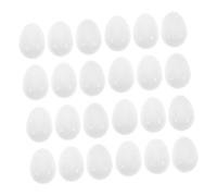 UPKOCH 25pcs White Plastic Parrot Fake Eggs Realistic Hatching Simulation Props for Parakeets Budgies Pigeons Unpainted Solid Faux Nest Eggs for Household Bird Breeding and Craft