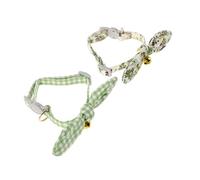 UPKOCH 2pcs Adjustable Cute Pet Collar for Small Dogs and Cats Lightweight Detachable Rabbit Ear Neckwear Floral and Plaid Design Comfortable Fit for Puppies and Kittens Daily Walks and