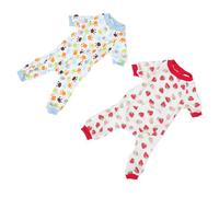 UPKOCH 2Pcs Adorable Puppy Rompers Lightweight Household Pet Jumpsuits Comfortable Four-legged Dog Pajamas Soft Knit Leisure Wear for Daily Play and Sleep with Paw and Strawberry Prints
