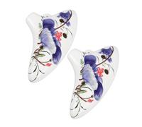 UPKOCH 2pcs Blue and White Ceramic Ocarina Alto C Tone Instrument for Beginners Portable Design Long Mouth for Comfortable Play and Oriental Style for Learning
