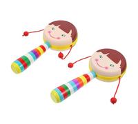 UPKOCH 2Pcs Cartoon Elements Handheld Wooden Rattles Sturdy Design for Smooth Surface Engaging Sounds to Stimulate Listening Skills for Random Color