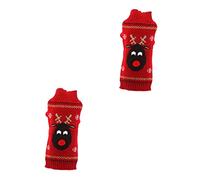 UPKOCH 2pcs Christmas Pet Sweater Red Reindeer Costume Xxs Warm Pullover for Small to Large Dogs Sleeve Design with Front Leg Holiday Knitwear for Puppy Christmas Party and Cold Weather