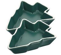 UPKOCH 2PCS Christmas Tree Shaped Ceramic Plates, Dark Green Serving Trays, Candy Dish Platters, Food Server Display Bowls for Xmas Holiday Entertaining Party