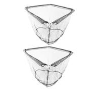 UPKOCH 2Pcs Collapsible Triangular Fish Catching Net with Extendable Stainless Steel Pole Adjustable for Lakes Rivers Saltwater Fishing