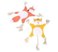 UPKOCH 2pcs Dog Chew for Dogs Durable Molar with Cartoon Patterns Safe Pet Chewing for Teething Puppies Enhances Interaction and Mental Stimulation No Stuffing Design Fox Tiger