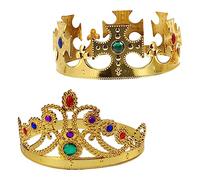 UPKOCH 2Pcs Elegant Crown Headdress for Halloween Party Cosplay Birthday Celebration Gold Cross Crown Performance Accessory for Themed Events