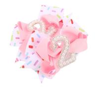 UPKOCH 2pcs Elegant Pink Bow Hair Clip with Charming Pearl Accents and Number 2 Birthday Decoration, Made of Acrylic and Fabric, Comfortable Wear for Festivals and Birthday Parties