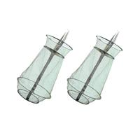 UPKOCH 2Pcs Foldable Lightweight Fishing Trap Nets with Drawstring Closure Mesh Fish Cage for Reservoir Fishing Portable Shrimp and Small Fish Conservation Cage