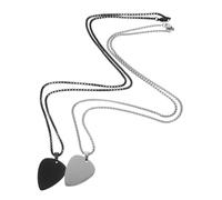 UPKOCH 2pcs Guitar Pick Shaped Necklace Stainless Steel Pendant with Chain Fashion Jewelry for Men Women Durable Bass for Musicians
