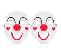 UPKOCH 2pcs Halloween Clown Mask Full Face Plastic Pvc Cosplay Props for Adults, Red Heart Clown Costume Mask for Halloween Party and Carnival