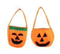 UPKOCH 2pcs Halloween Pumpkin Candy Bags Set, Non-Woven Fabric Pumpkin Shape Pouch Green Leaf Handle, Reusable Treat Bags for Party and Trick-or-Treating