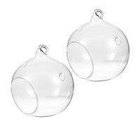 UPKOCH 2pcs Hanging Glass Globe Terrarium for Air Plants and Succulents Transparent Indoor Planter with Dual Openings Clear Glass Micro Landscape Vase for Home Decor
