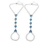 UPKOCH 2pcs Heart Toe Anklets for Women Lightweight Rhinestone Foot Chain Jewelry Stylish Summer Beach Party Ankle Bracelet Accessories