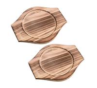UPKOCH 2pcs Korean Dolsot Stone Bowl Wood Base Bibimbap Bowl Wood Mat Hot Pot Trivet Underliner Casserole Pot Tray Heat Resistant Coaster for Home Dolsot Pot 24 * 20 * 1.6cm
