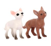 UPKOCH 2pcs Mini Dog Figurines Chihuahua Puppy Decor Boys and Girls Cognitive Animal Model Ornaments Lifelike Small Dog Ornament for Children's Educational Play
