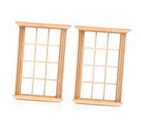UPKOCH 2pcs Mini Doll House Window Model Scale Twelve Lattice Window Frame for Dollhouse Decoration Realistic Photograph Props for Miniature DIY Projects