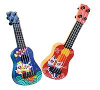 UPKOCH 2Pcs Mini Guitar Model for Kids Cartoon Simulation Ukulele Toy for Early Education Small Acoustic Guitar for Children Ages 5-9 for Boys and Girls