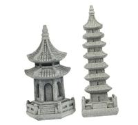 UPKOCH 2Pcs Mini Pagoda Model Stone Statue Asian Garden Feng Shui Ornament for Fish Tank and Bonsai Durable Stable Material Realistic Detail Micro Landscape Decor for Home and Outdoor