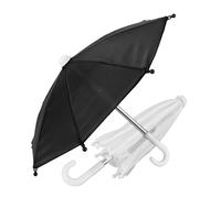 UPKOCH 2pcs Mini Rain Umbrella Doll Decorations White and Black Miniature Umbrella Ornaments for Dollhouse Layouts and Doll Accessories