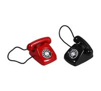 UPKOCH 2Pcs Mini Retro Telephone Model Vintage Phone Figurine for Dollhouse Decor Realistic Miniature Scene Accessory Red Black for DIY Playsets